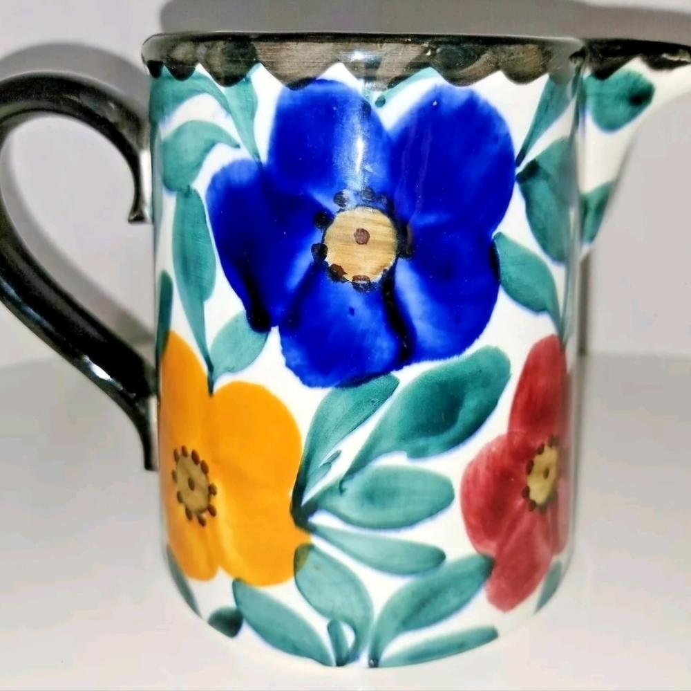 SMF Schramberg Handpainted Pottery 5" Pitcher Vintage Germany Pre-owned